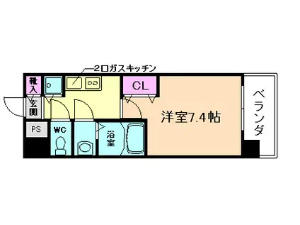 ルミエール野田阪神(1K/6階)の間取り写真