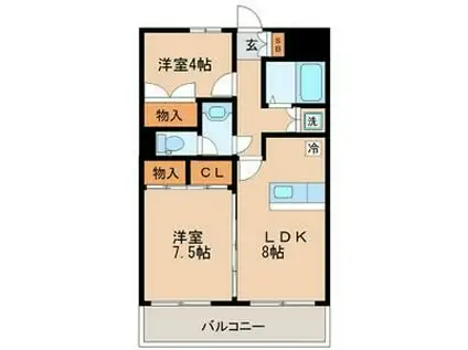 シャングリラ高松(2LDK/1階)の間取り写真