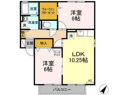 フラッツ(2LDK/2階)の間取り写真