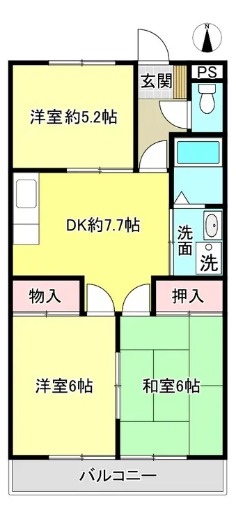 第6桜コーポ 2階階 間取り