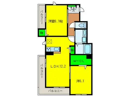 ファイブコート上野芝(2LDK/2階)の間取り写真