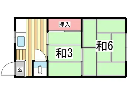 庄田町文化(2K/1階)の間取り写真
