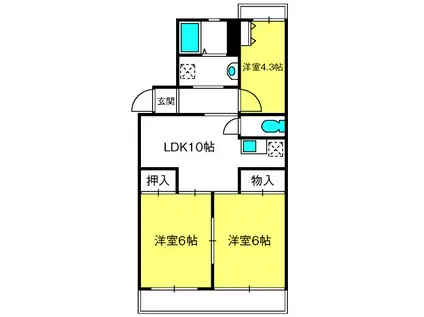 プルミエールD(3LDK/1階)の間取り写真