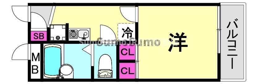レオパレスルフラン(1K/2階)の間取り写真