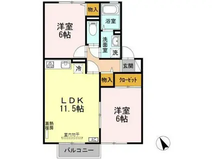 エルフタウン吉久(2LDK/2階)の間取り写真