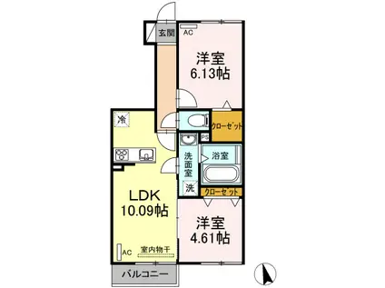 CHARMANT A(2LDK/1階)の間取り写真