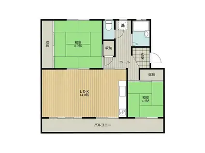 コーポ布野III(2LDK/2階)の間取り写真