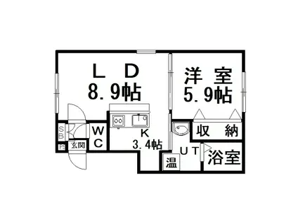 CURE(1LDK/2階)の間取り写真