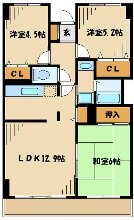 フローラル藤が丘 1階階 間取り