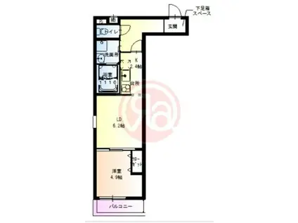 フジパレス遠里小野VI番館(1LDK/3階)の間取り写真