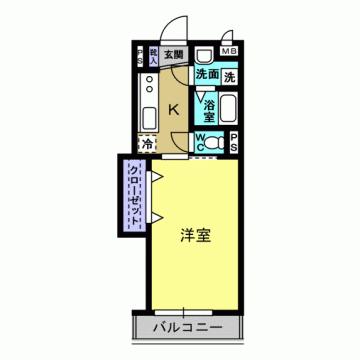 ＪＲ指宿枕崎線 坂之上駅 徒歩17分 2階建 築22年(1K/2階)の間取り写真