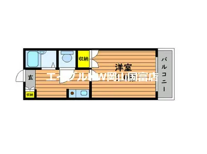 サンシャインα(1K/3階)の間取り写真