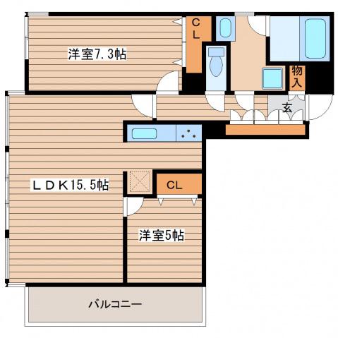 シトラスシャトーハシモト(2LDK/4階)の間取り写真