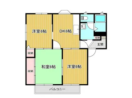 さだかたコーポC (3DK/2階)の間取り写真