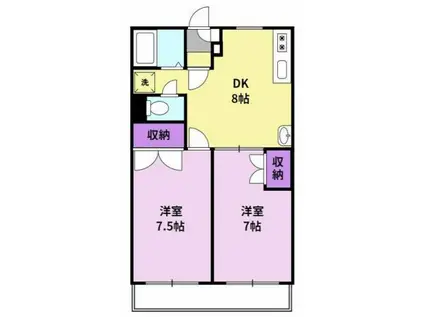 サンシャインコート東合川(2DK/2階)の間取り写真