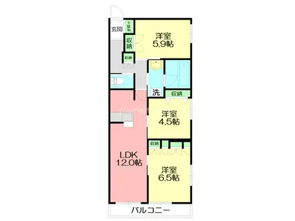 ブラッサム東海岸(3LDK/2階)の間取り写真