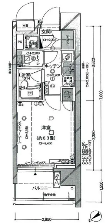 パレステュディオ芝浦シティ 8階階 間取り