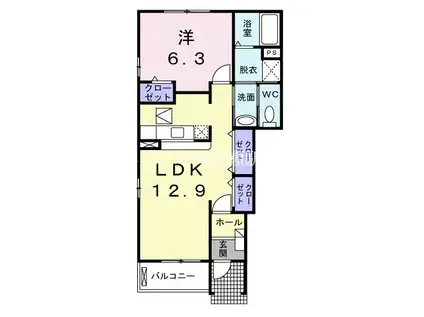 グレイスYOU II(1LDK/1階)の間取り写真