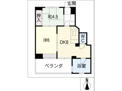 朝日堂コーポ(2DK/5階)の間取り写真