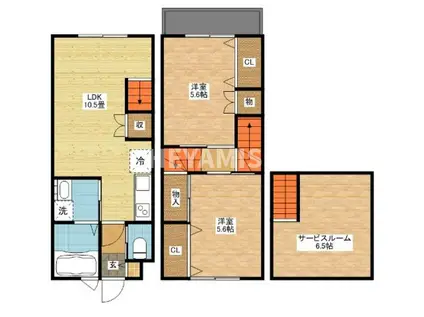 MODERN PALAZZO 戸石B(2SLDK/1階)の間取り写真