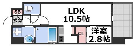 ワールドアイ大阪フェリーチェ(1LDK/4階)の間取り写真