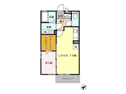 メゾンミューA(1LDK/2階)の間取り写真