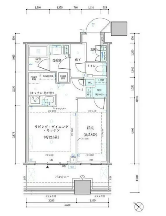 パークタワー勝どきサウス 9階階 間取り