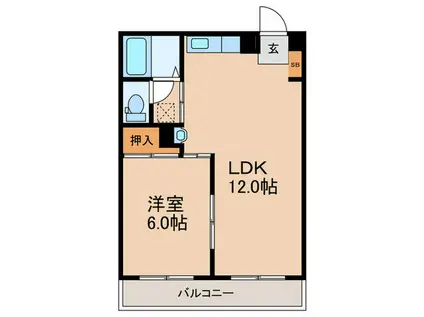 アスカビル(1LDK/4階)の間取り写真