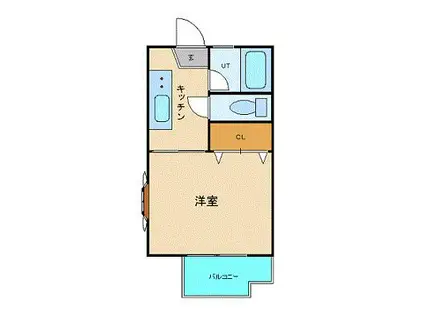 アルファネクスト東仙台(ワンルーム/2階)の間取り写真