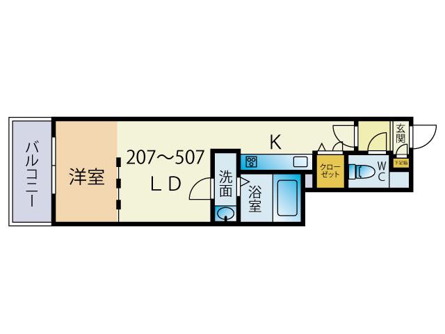 GRANPASEO大濠(1LDK/2階)の間取り写真