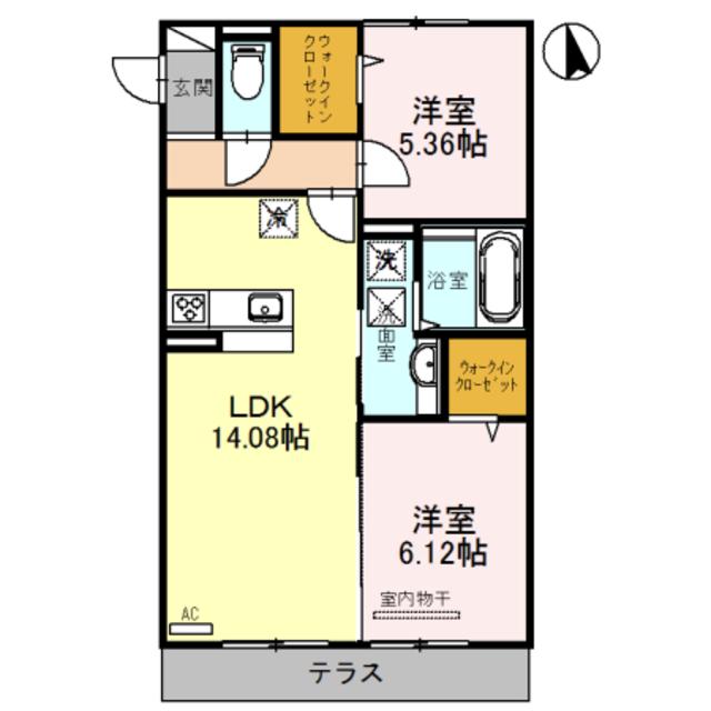 ラヴィベル栗東(2LDK/1階)の間取り写真