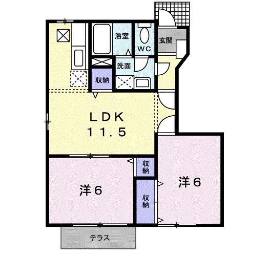 マーヴェラスK-A(2LDK/1階)の間取り写真