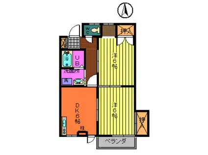 サニー春日第一(2DK/2階)の間取り写真