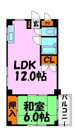 プティセジュール(1LDK/2階)の間取り写真