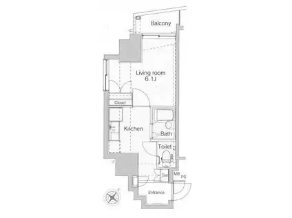 ヴェローナ目黒(1K/5階)の間取り写真