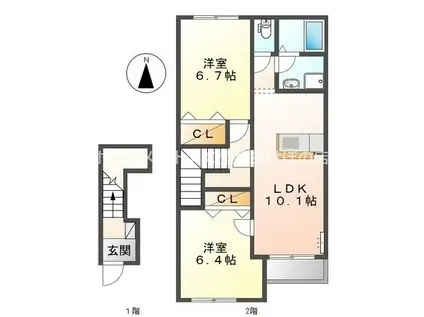 ヒールコートGOTO(2LDK/2階)の間取り写真