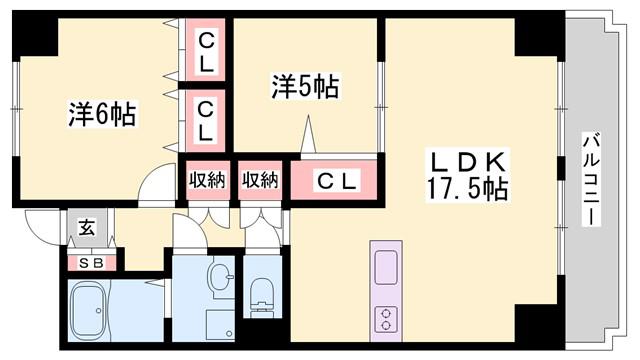アルコ・ラ・カーサ佃町II(3LDK/5階)の間取り写真