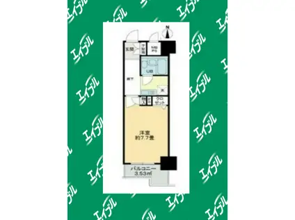 ライオンズマンション名駅西(1K/3階)の間取り写真