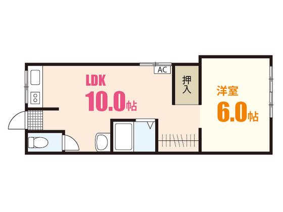 大山アパート(1LDK/1階)の間取り写真