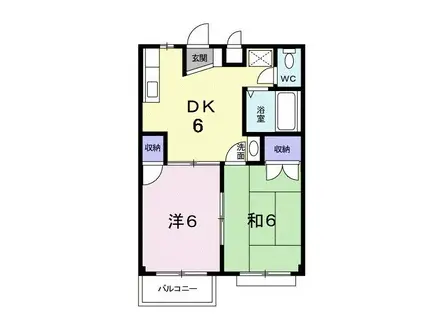 サンシャインアップルA(2DK/2階)の間取り写真