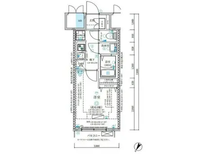 ディアレイシャス名古屋中村公園II(1K/10階)の間取り写真