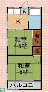 コーポラスさつき(2K/1階)の間取り写真