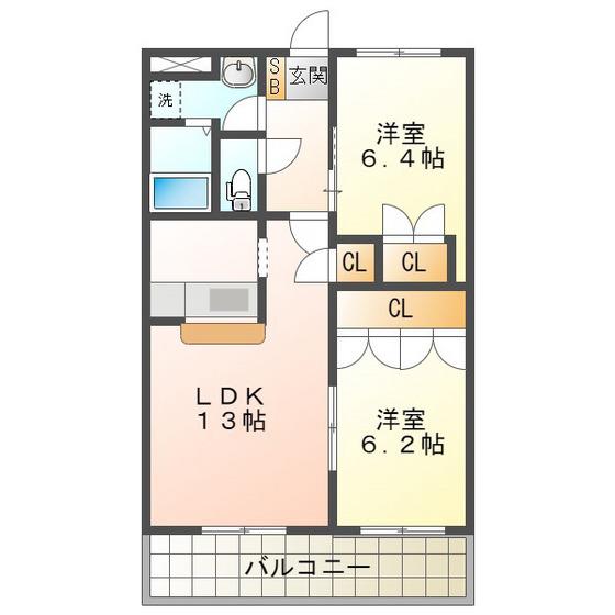 メゾン・ド・アンジュA(2LDK/2階)の間取り写真