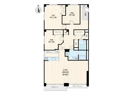 ドミ麻布(3LDK/7階)の間取り写真