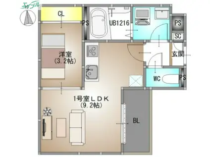 REGALEST TSUBAKI(1LDK/2階)の間取り写真