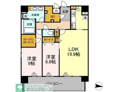 LENVOL MEIEKI(2LDK/8階)の間取り写真