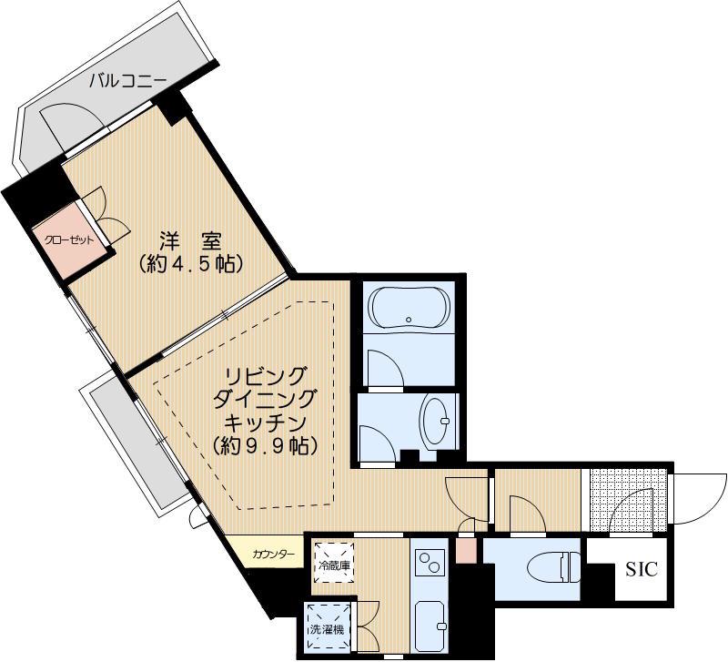 サンクタス文京大塚アヴァンテラス(1LDK/2階)の間取り写真