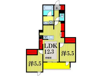 プレミアメゾン(2LDK/1階)の間取り写真