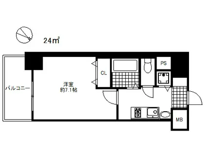 プレサンス神戸裁判所前デリシア(1K/4階)の間取り写真