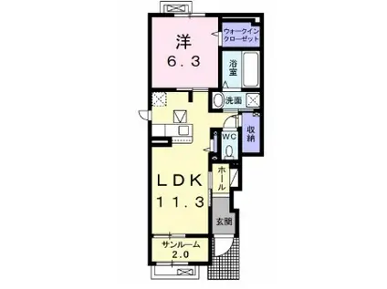 メゾン・シャトンII(1LDK/1階)の間取り写真